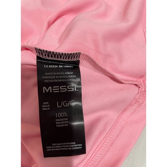 Lionel Messi Pink V-Neck Soccer Jersey L/G Messi Collection Logo 100% Polyester - Picture 7 of 10